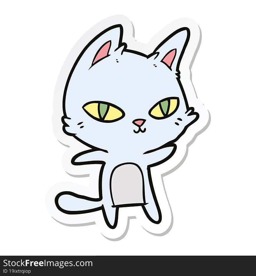 sticker of a cartoon cat staring