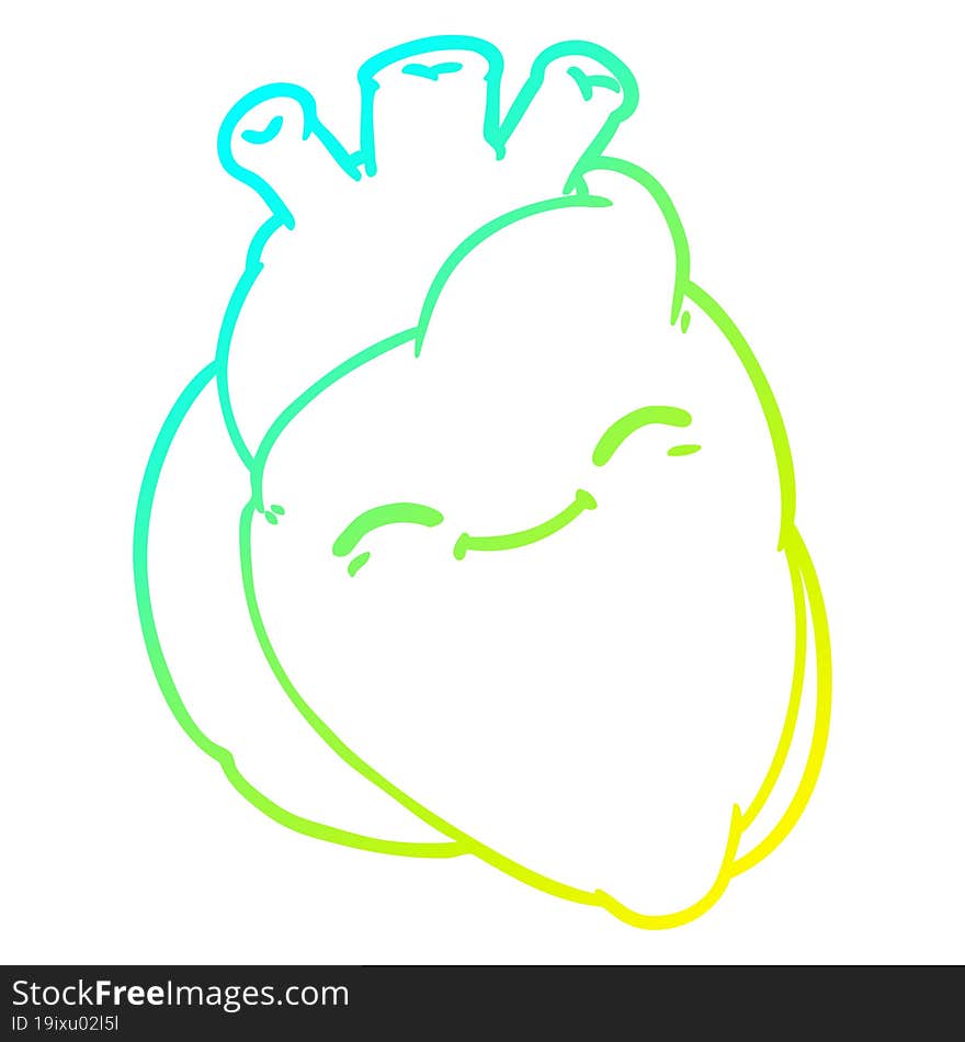 Cold Gradient Line Drawing Cartoon Happy Heart