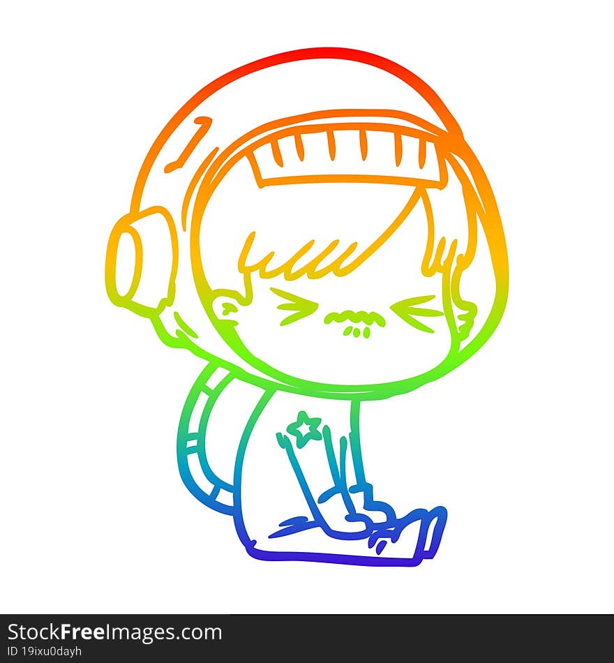 rainbow gradient line drawing angry cartoon space girl