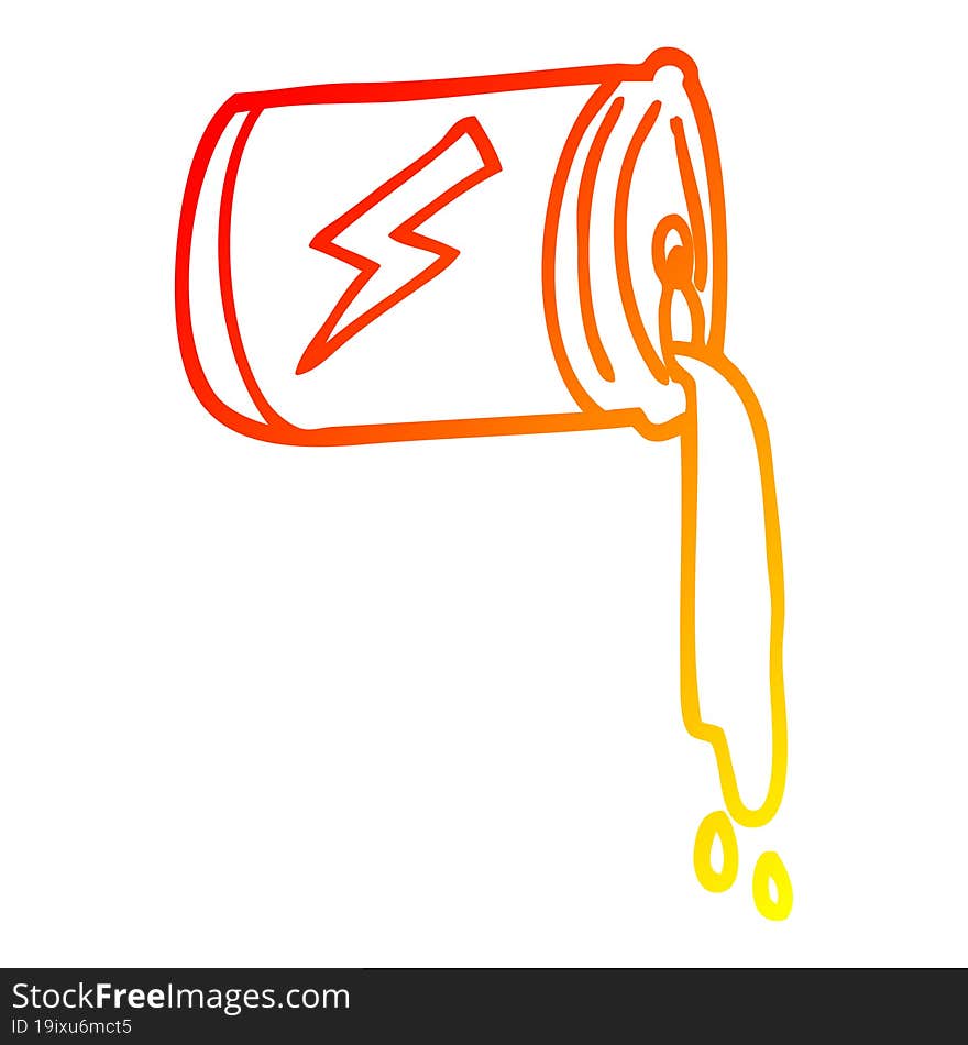 Warm Gradient Line Drawing Cartoon Pouring Soda Can