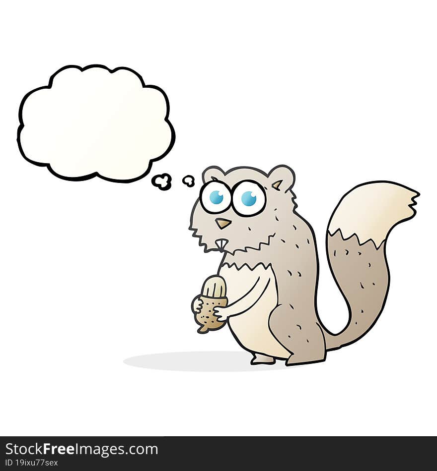 thought bubble cartoon angry squirrel with nut