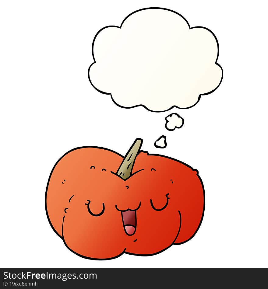 cartoon pumpkin and thought bubble in smooth gradient style