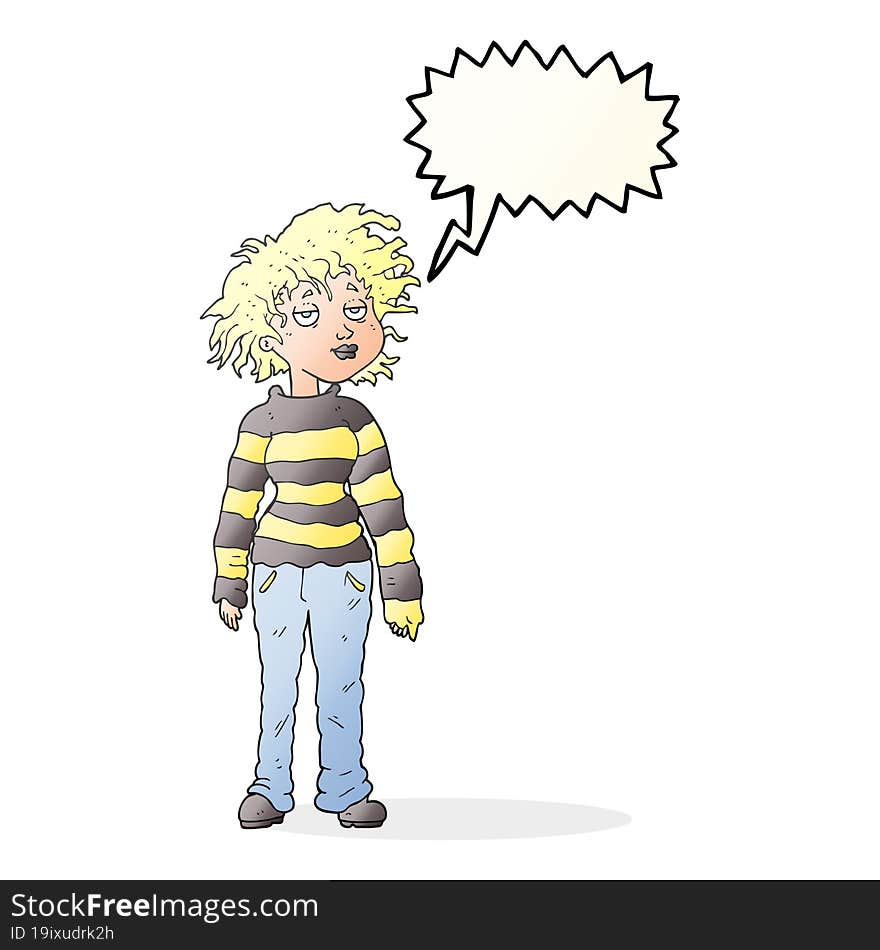 speech bubble cartoon chilled out girl