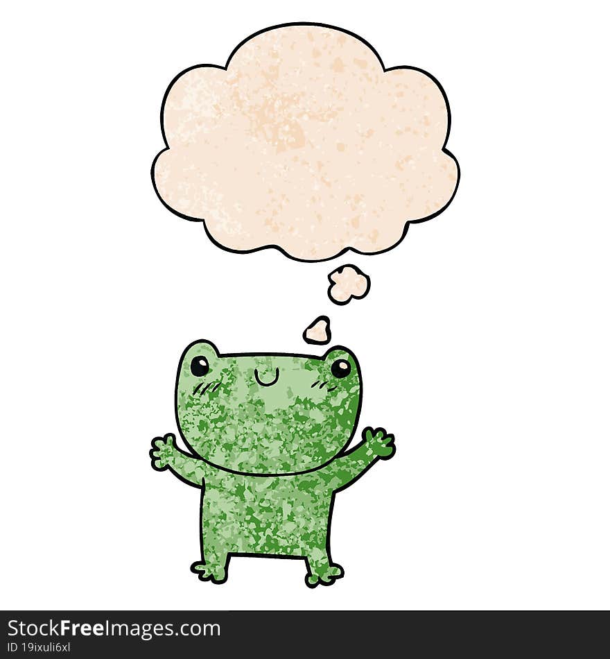 cartoon frog with thought bubble in grunge texture style. cartoon frog with thought bubble in grunge texture style