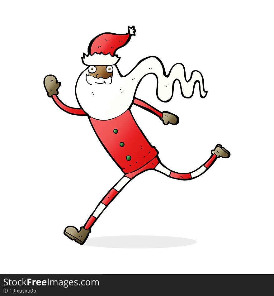 cartoon running santa