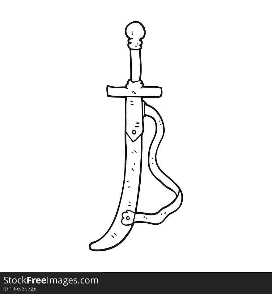 black and white cartoon sword