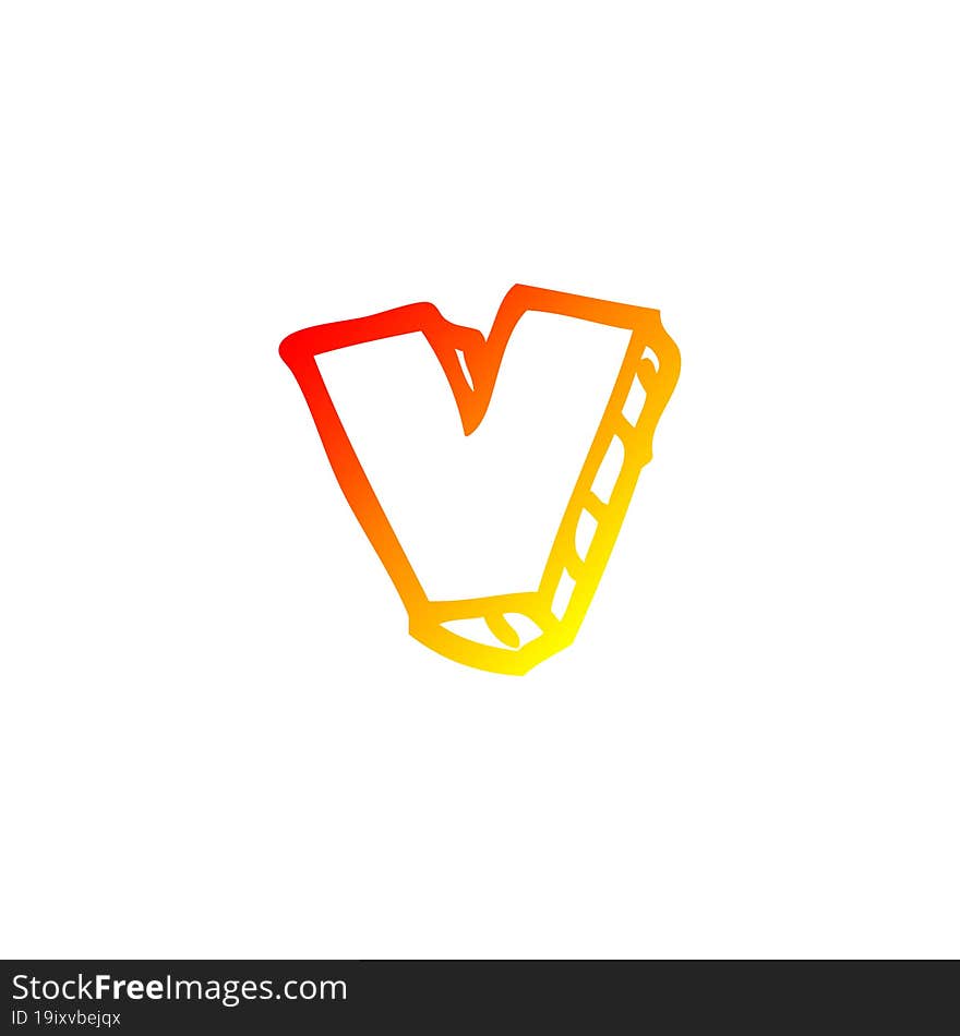 warm gradient line drawing of a cartoon letter v