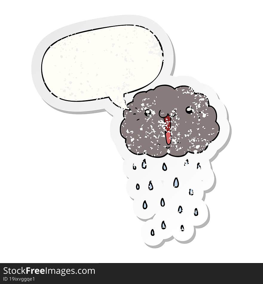 cartoon cloud and speech bubble distressed sticker