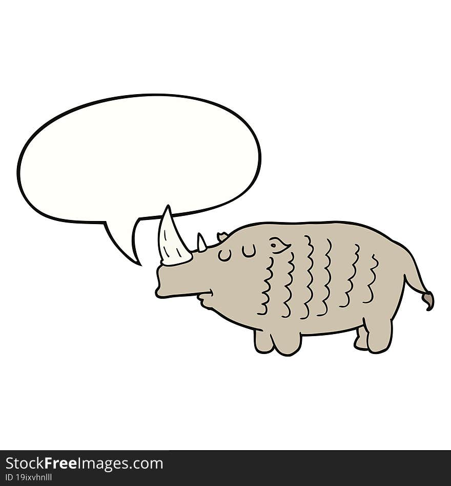 cartoon rhinoceros and speech bubble