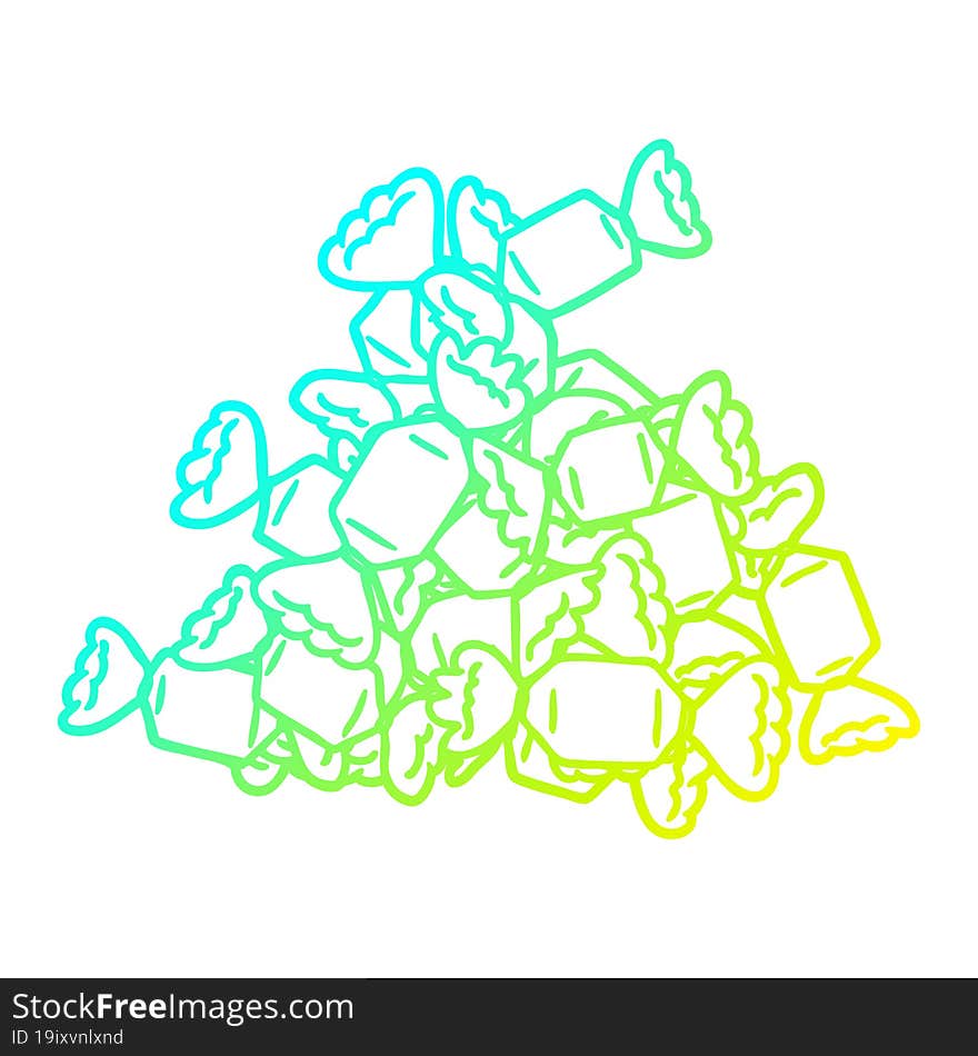 cold gradient line drawing cartoon candy