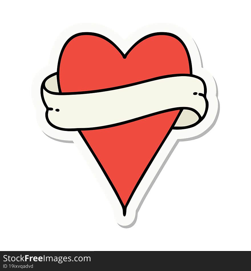 sticker of tattoo in traditional style of a heart and banner. sticker of tattoo in traditional style of a heart and banner