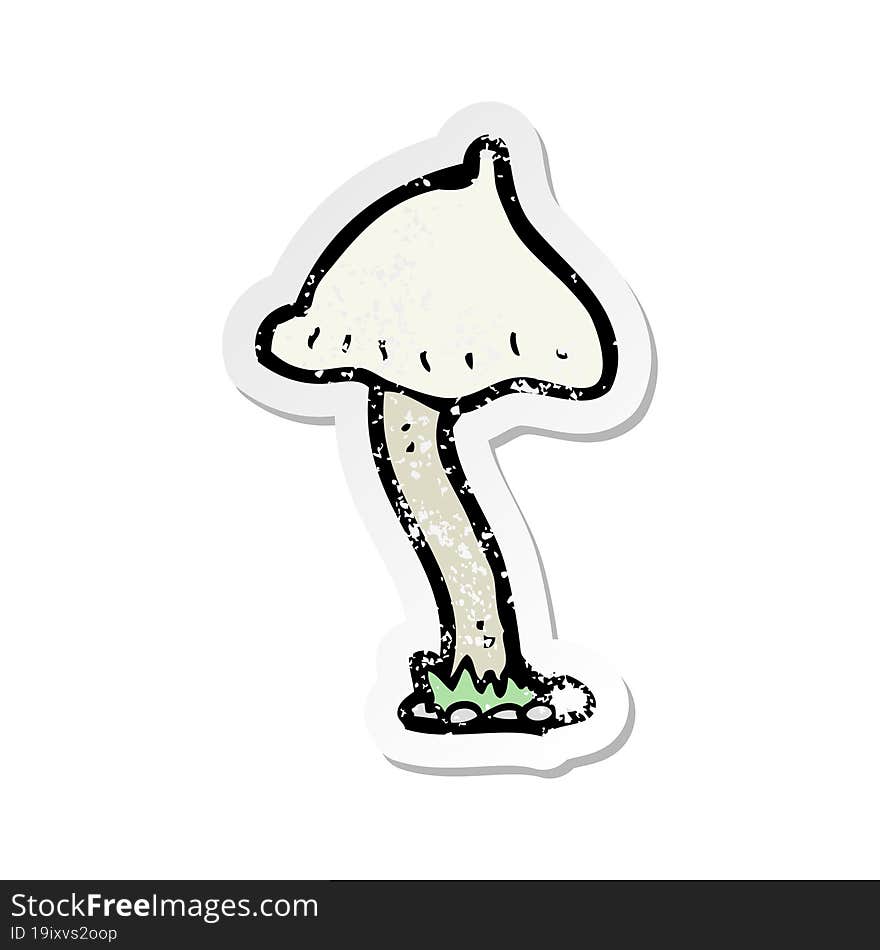 retro distressed sticker of a cartoon mushroom