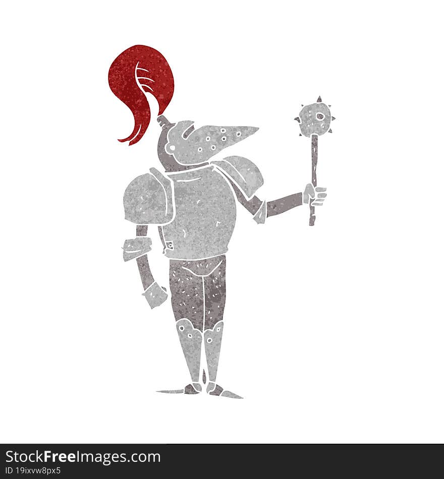 freehand retro cartoon medieval knight