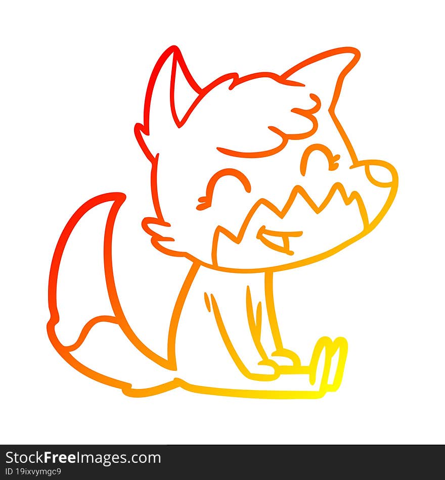 warm gradient line drawing happy cartoon fox