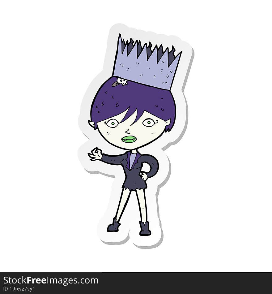 Sticker Of A Cartoon Vampire Wearing Crown