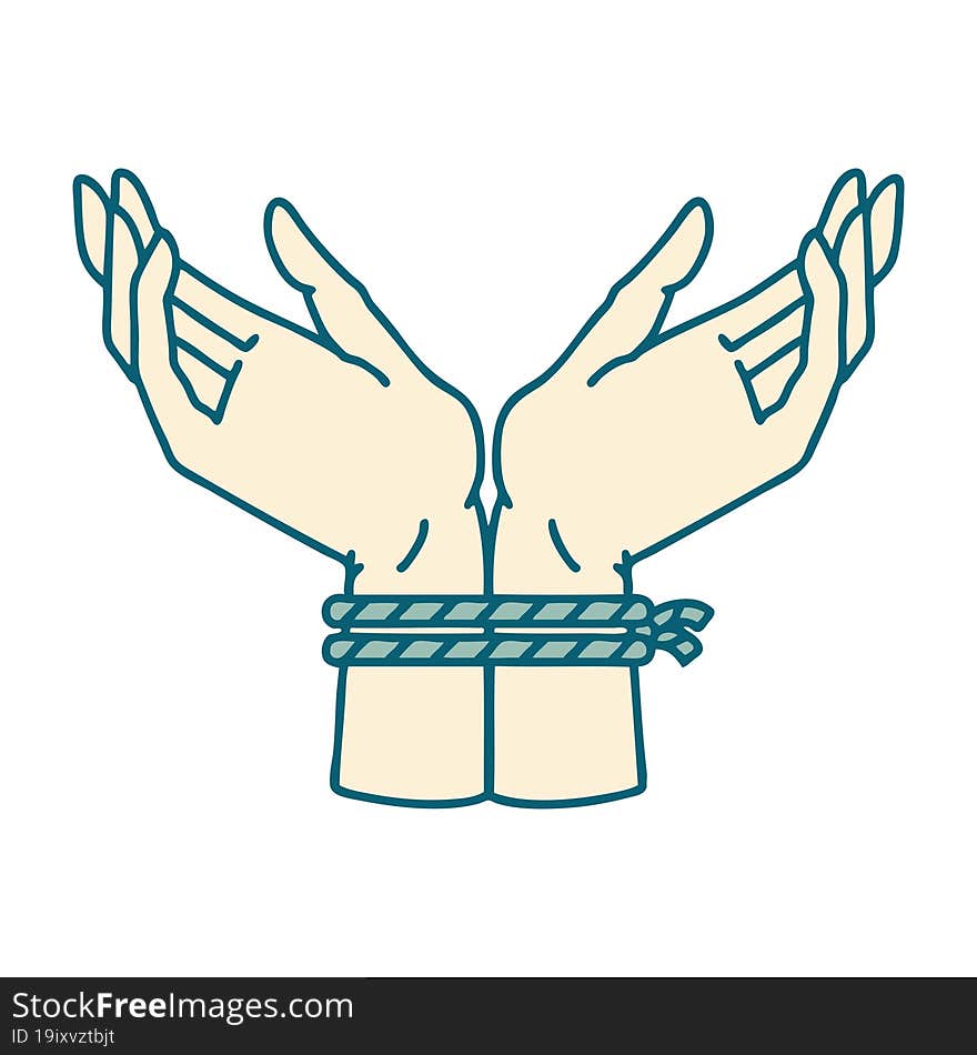 tattoo style icon of a pair of tied hands