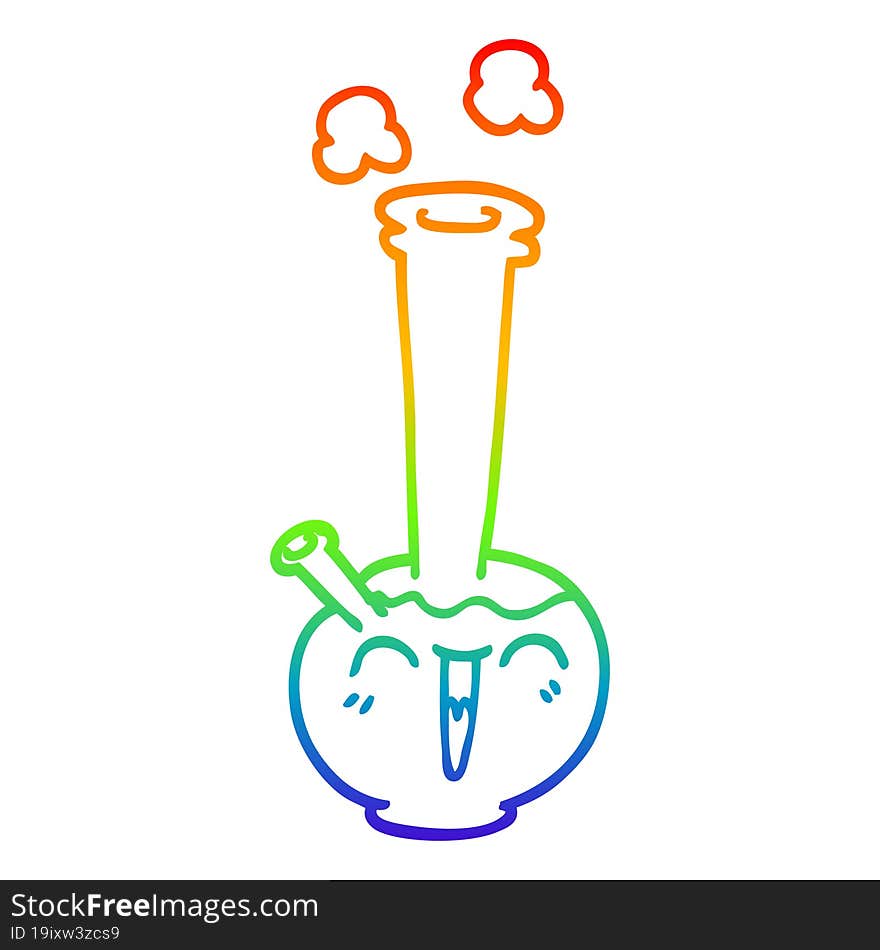 rainbow gradient line drawing cartoon bong