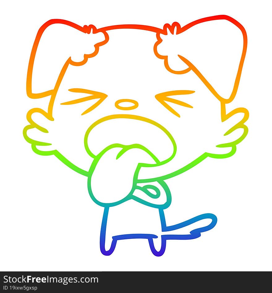 rainbow gradient line drawing cartoon disgusted dog