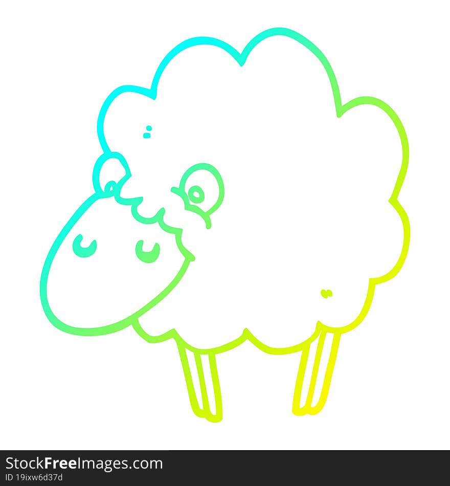 cold gradient line drawing of a cartoon sheep