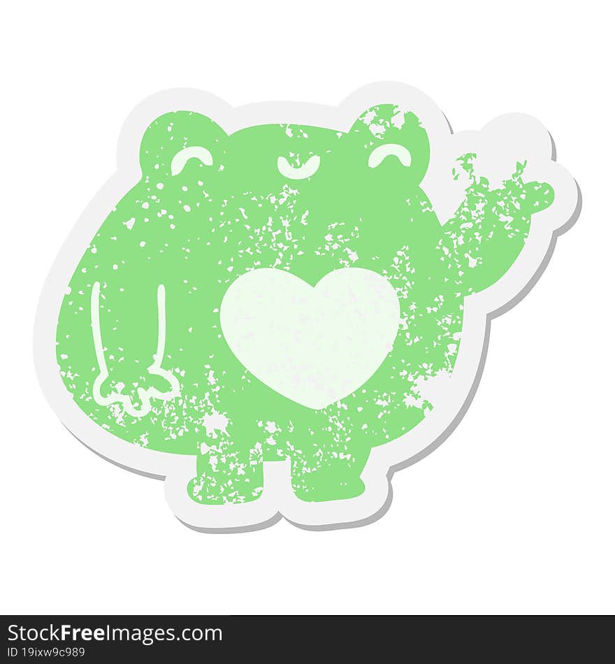 cute waving frog grunge sticker