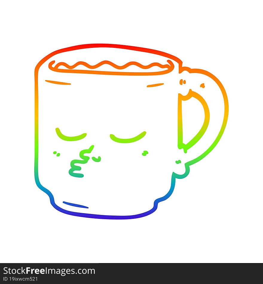 Rainbow Gradient Line Drawing Cartoon Coffee Mug