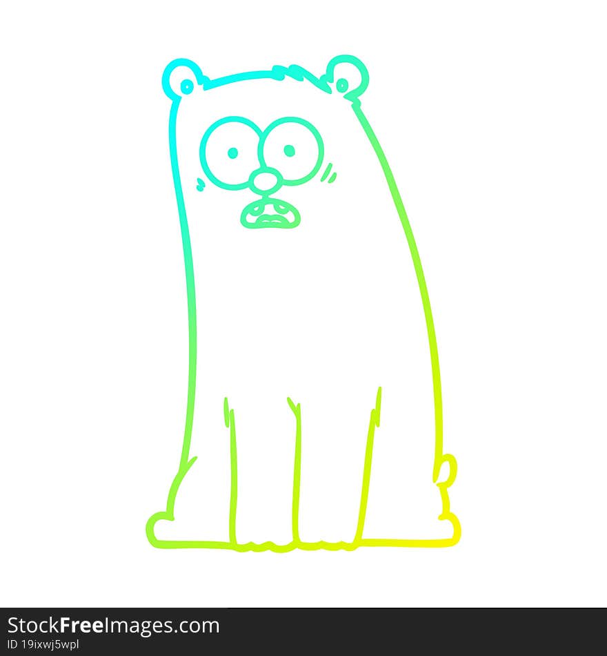 cold gradient line drawing cartoon surprised bear