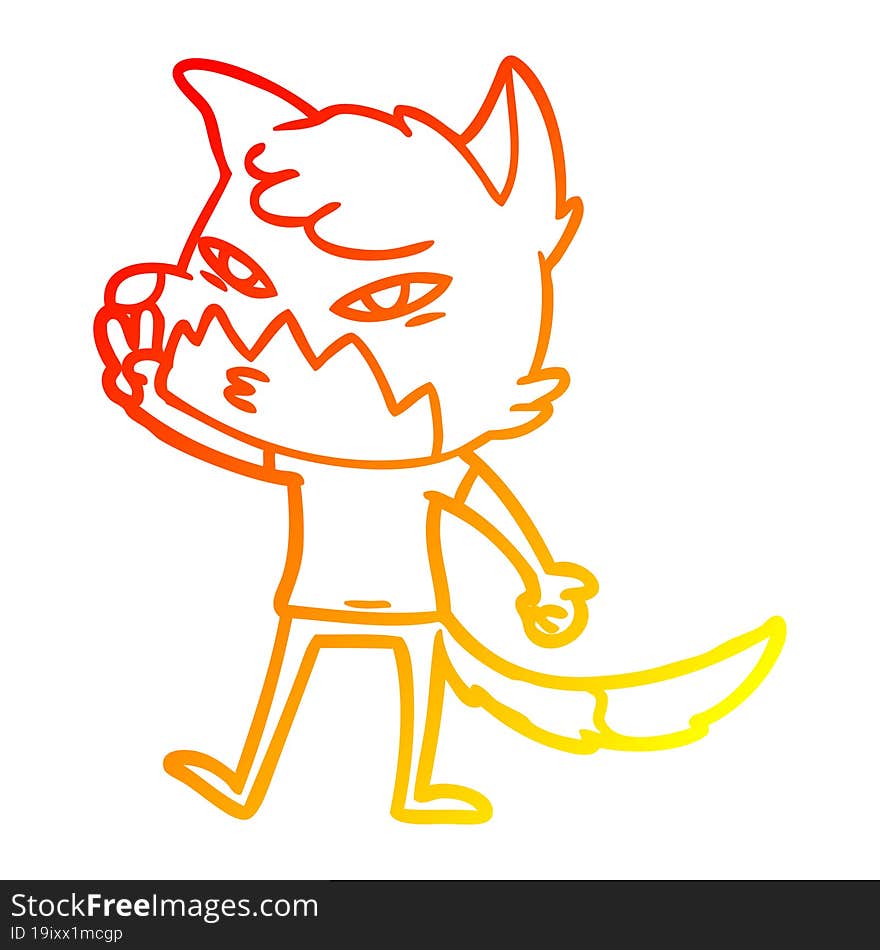 warm gradient line drawing clever cartoon fox