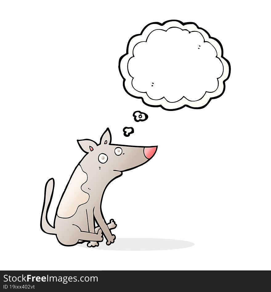 cartoon dog with thought bubble