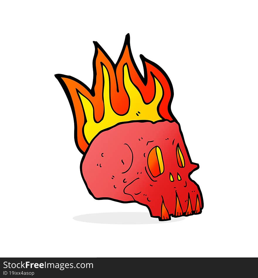 cartoon flaming skull