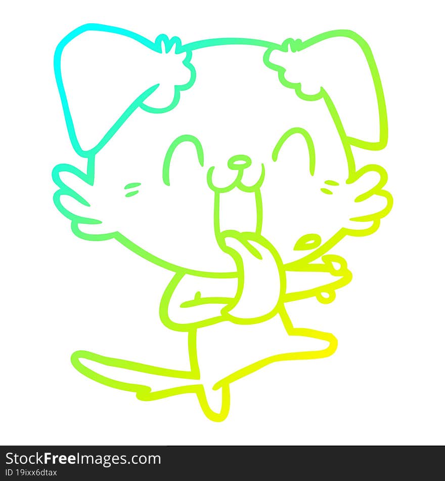 cold gradient line drawing cartoon panting dog