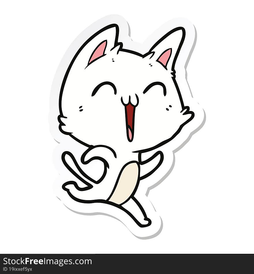 sticker of a happy cartoon cat