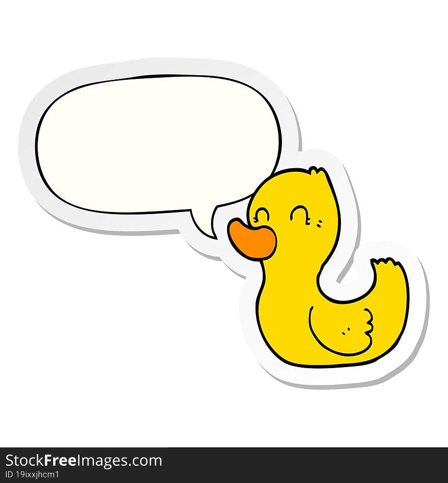 cartoon duck with speech bubble sticker. cartoon duck with speech bubble sticker