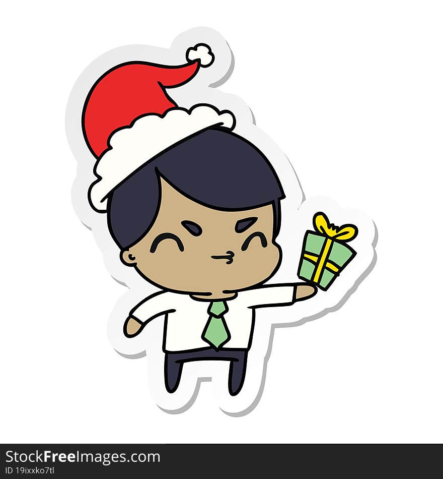 christmas sticker cartoon of kawaii boy