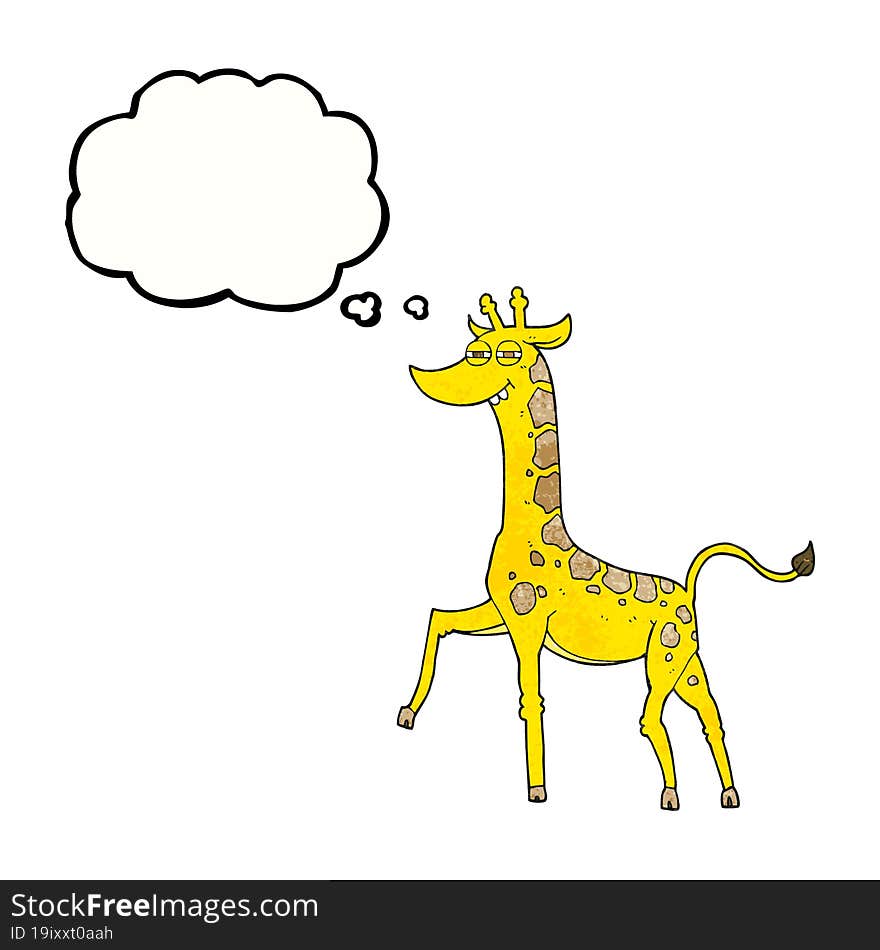 freehand drawn thought bubble textured cartoon giraffe