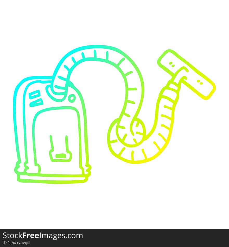 Cold Gradient Line Drawing Cartoon Vacuum Cleaner