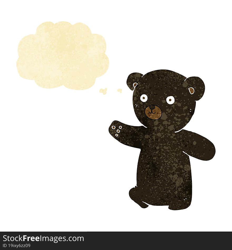 cartoon black bear cub with thought bubble