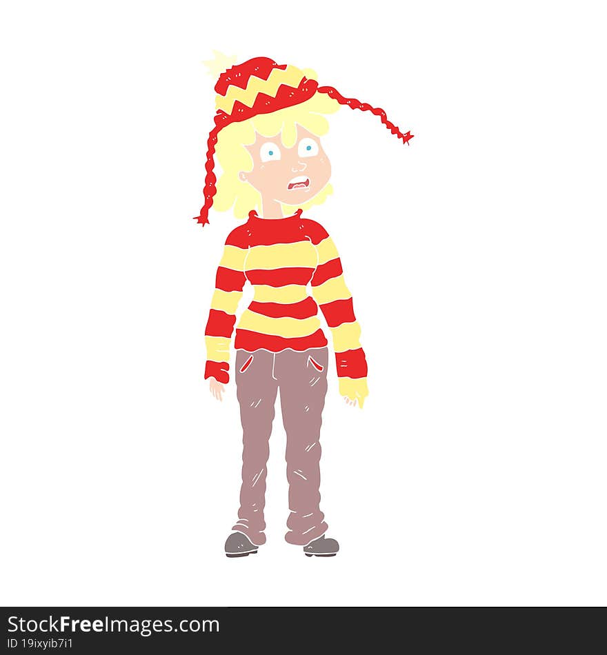 flat color illustration of a cartoon teenager