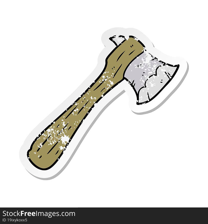 distressed sticker of a cartoon axe