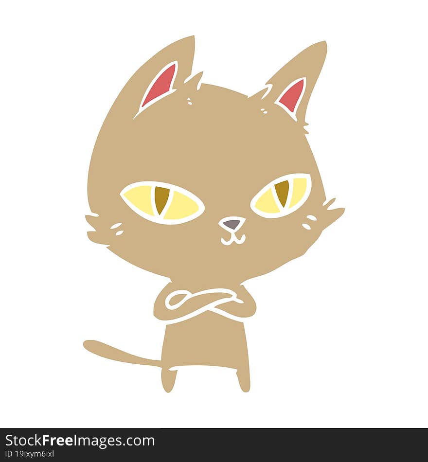 flat color style cartoon cat staring