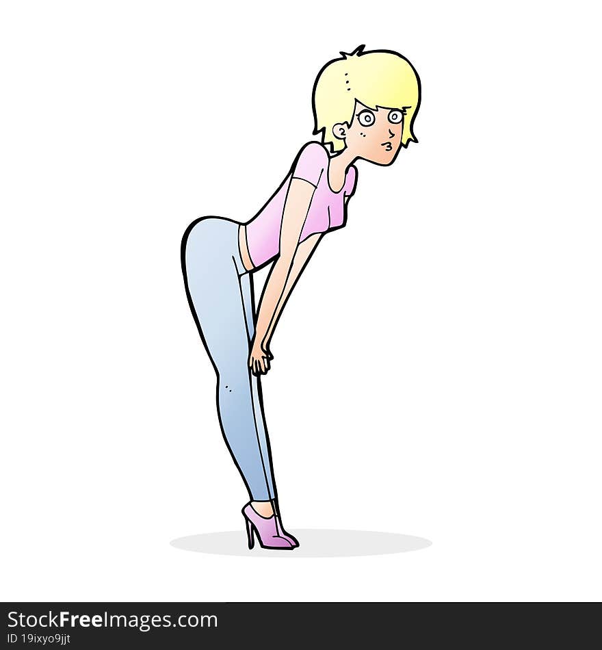 cartoon woman looking at something