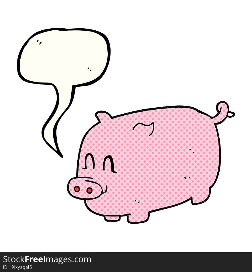 Comic Book Speech Bubble Cartoon Pig