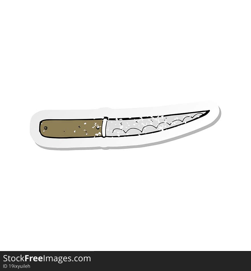 retro distressed sticker of a cartoon kitchen knife