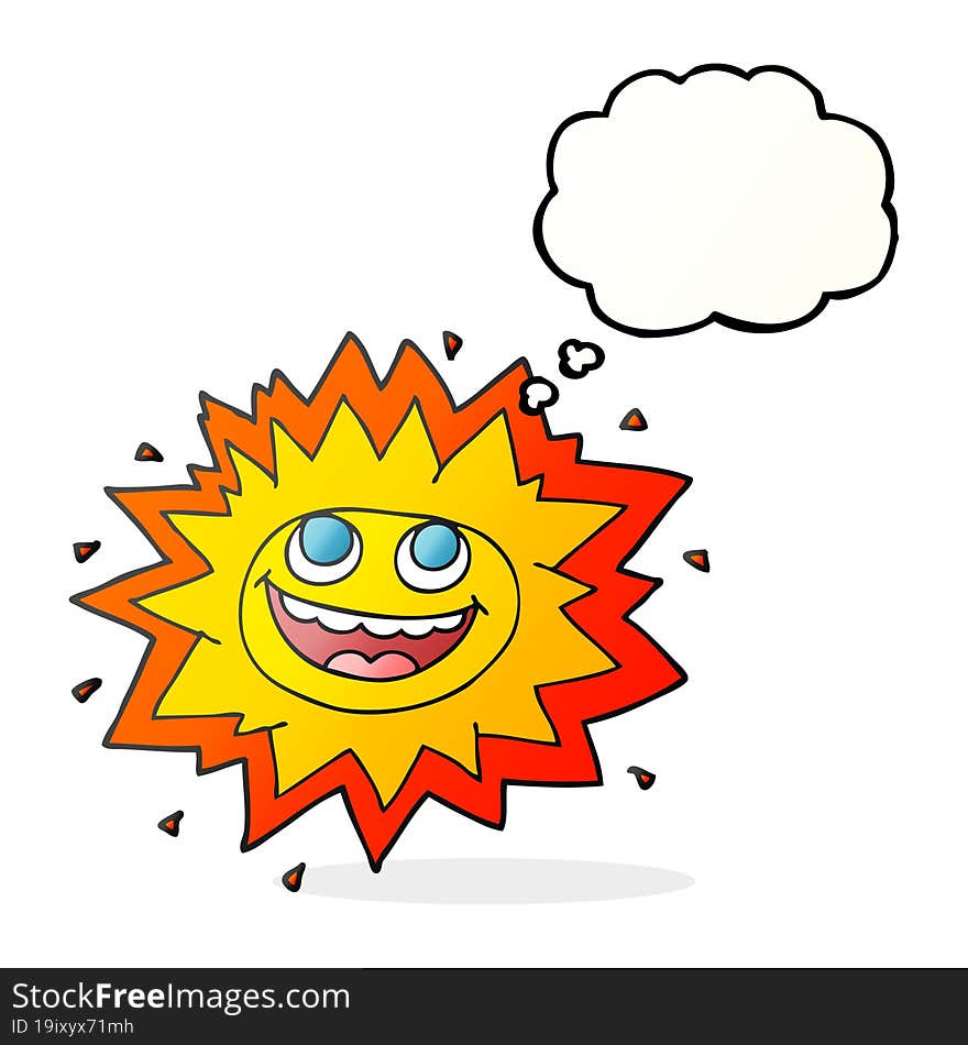 happy freehand drawn thought bubble cartoon sun. happy freehand drawn thought bubble cartoon sun