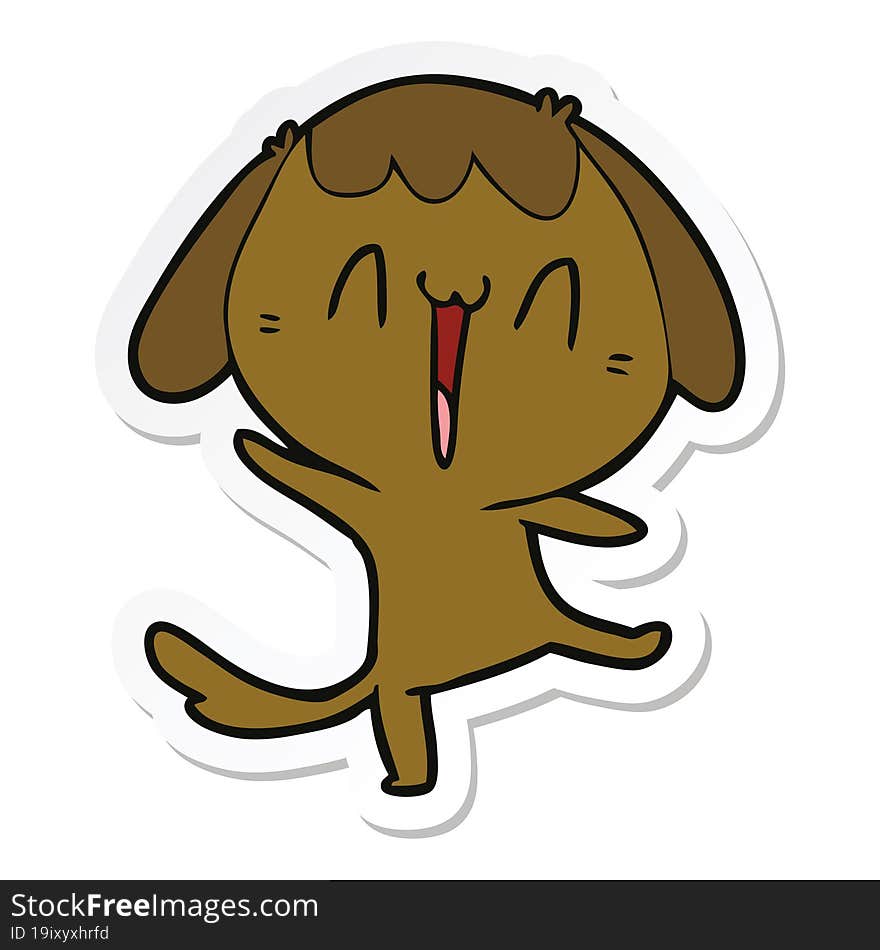 Sticker Of A Cute Cartoon Dog