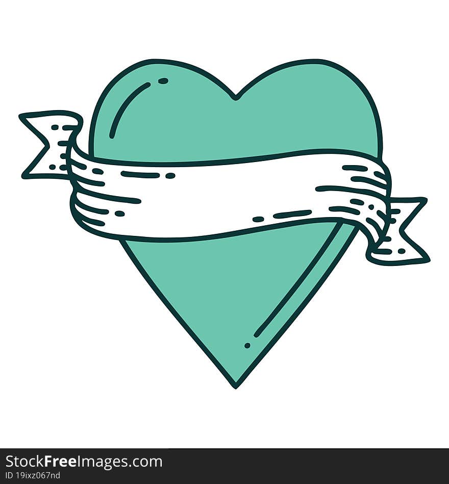 Tattoo Style Icon Of A Heart And Banner