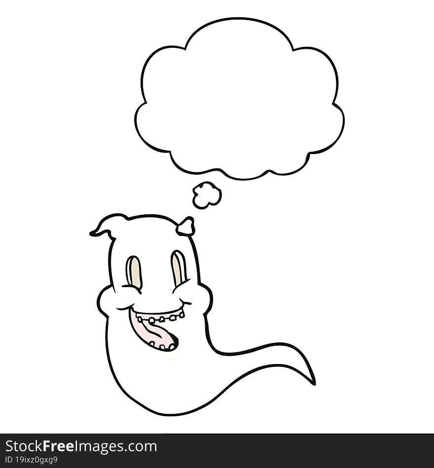 cartoon spooky ghost with thought bubble. cartoon spooky ghost with thought bubble