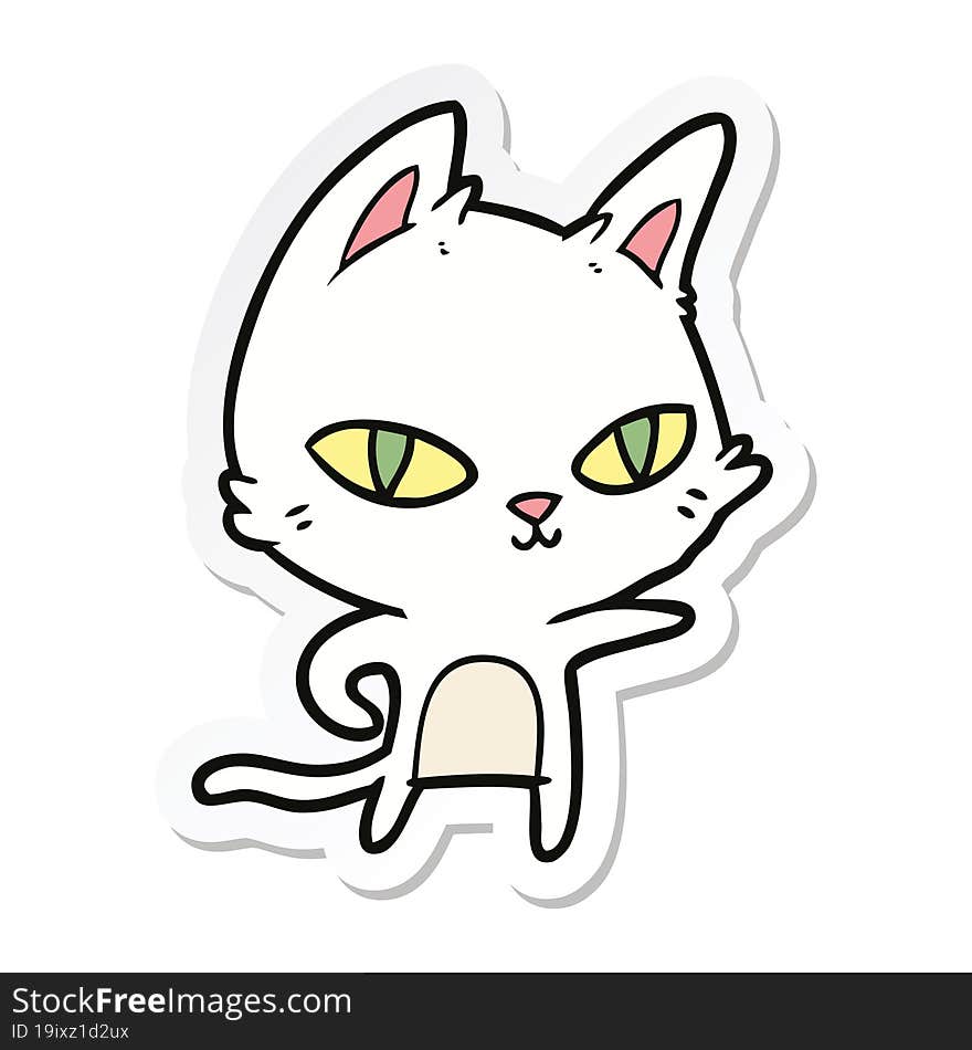 sticker of a cartoon cat staring