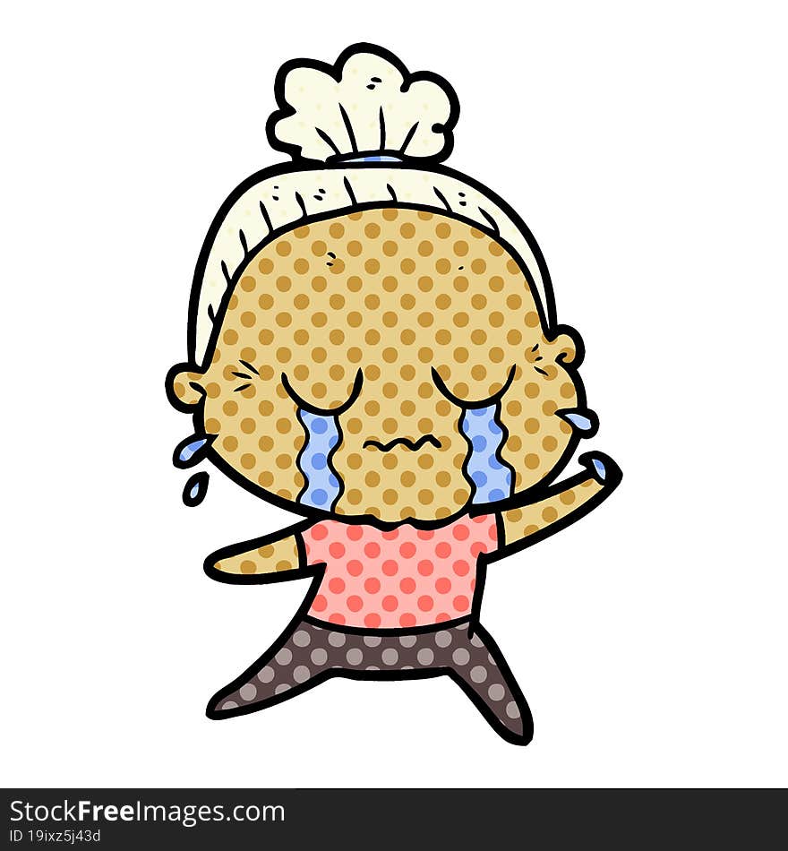 cartoon crying old lady. cartoon crying old lady