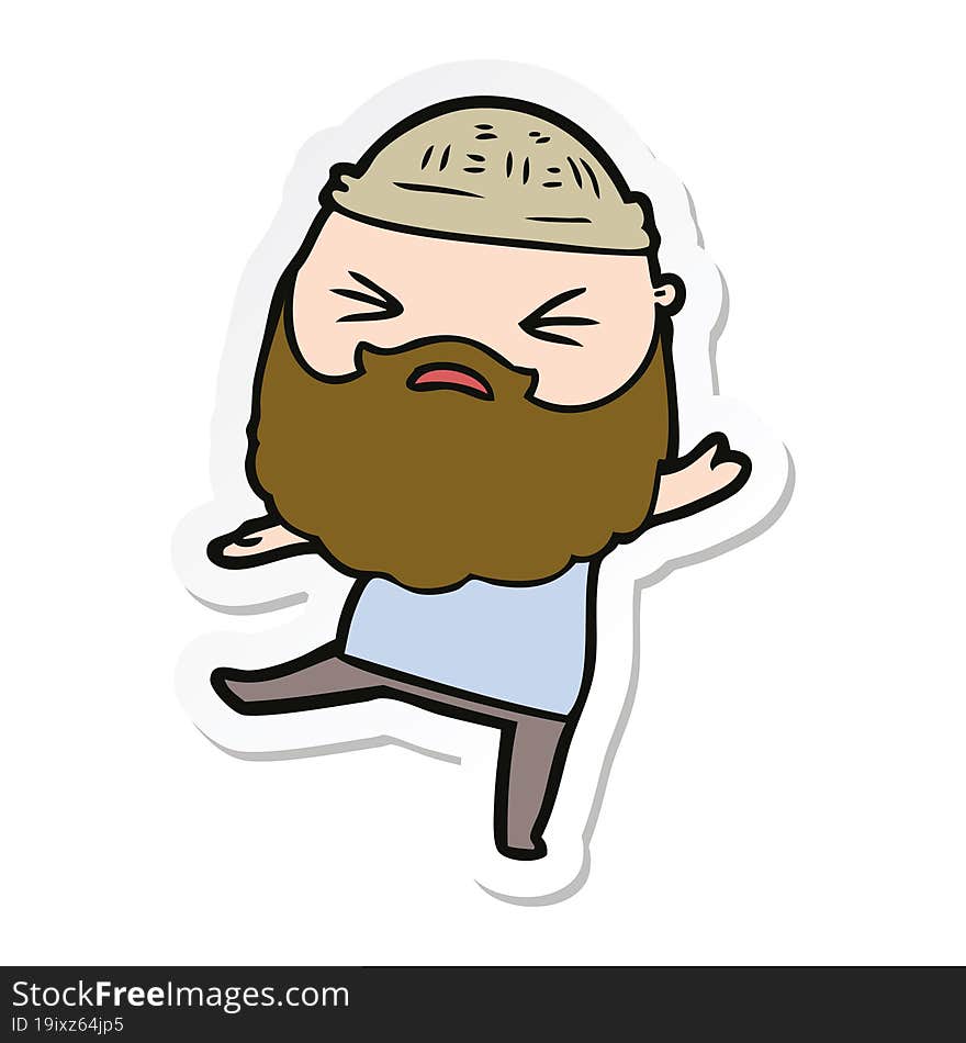 sticker of a cartoon man with beard