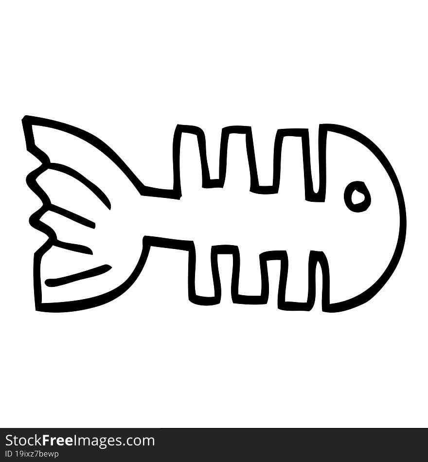 line drawing cartoon fish bones